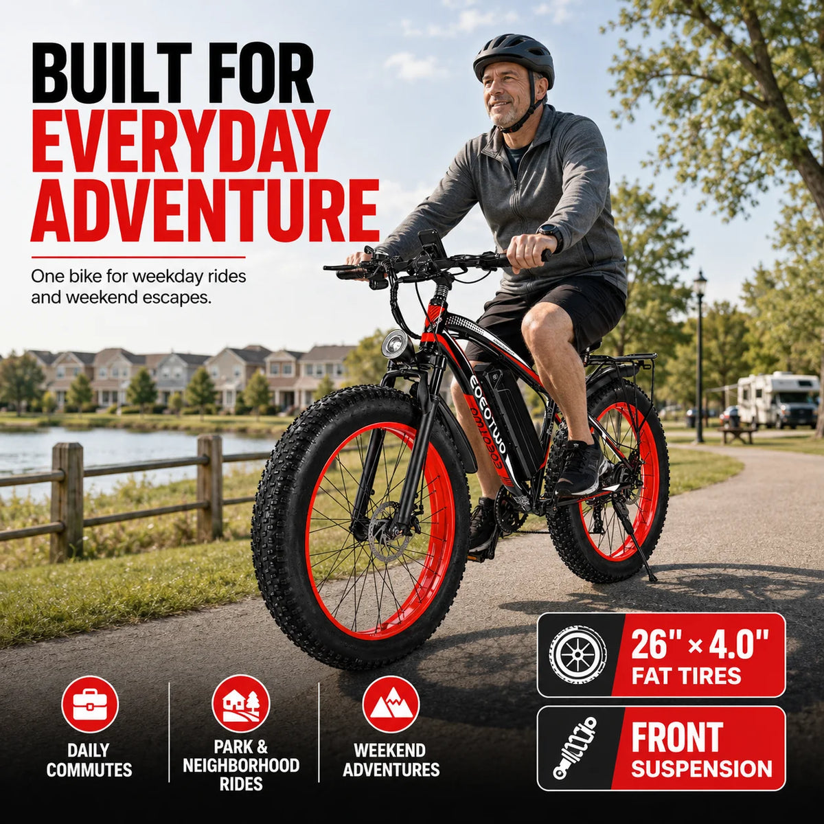 EOEOTWO Electric Fat Tire Bike For Adults Smooth Riding Experience