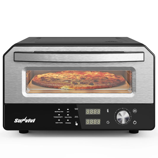 Portable Electric Pizza Oven With Preset Cooking And Baking Stone