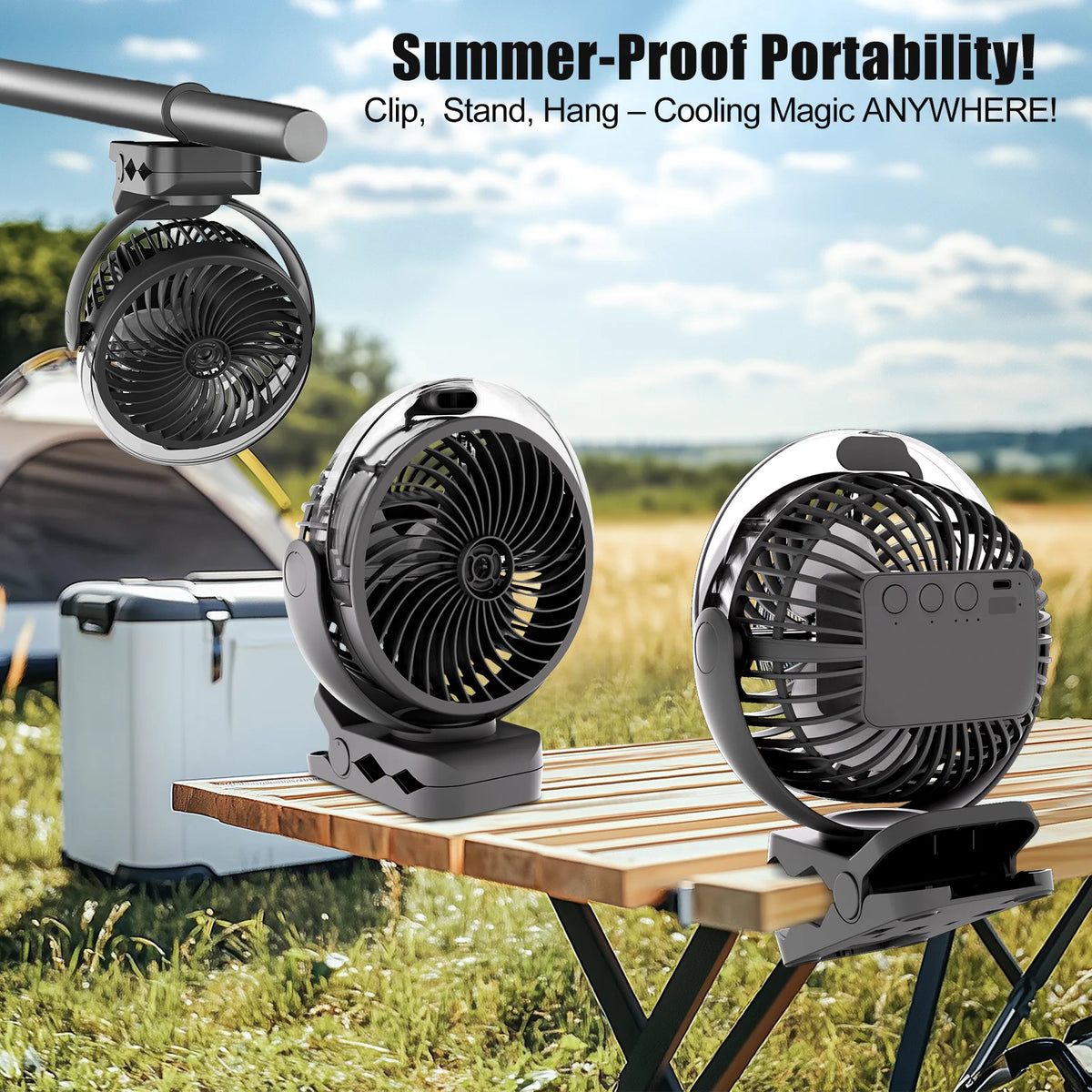Portable Clip On Mist Cooling Fan Rechargeable Adjustable Desk Fan