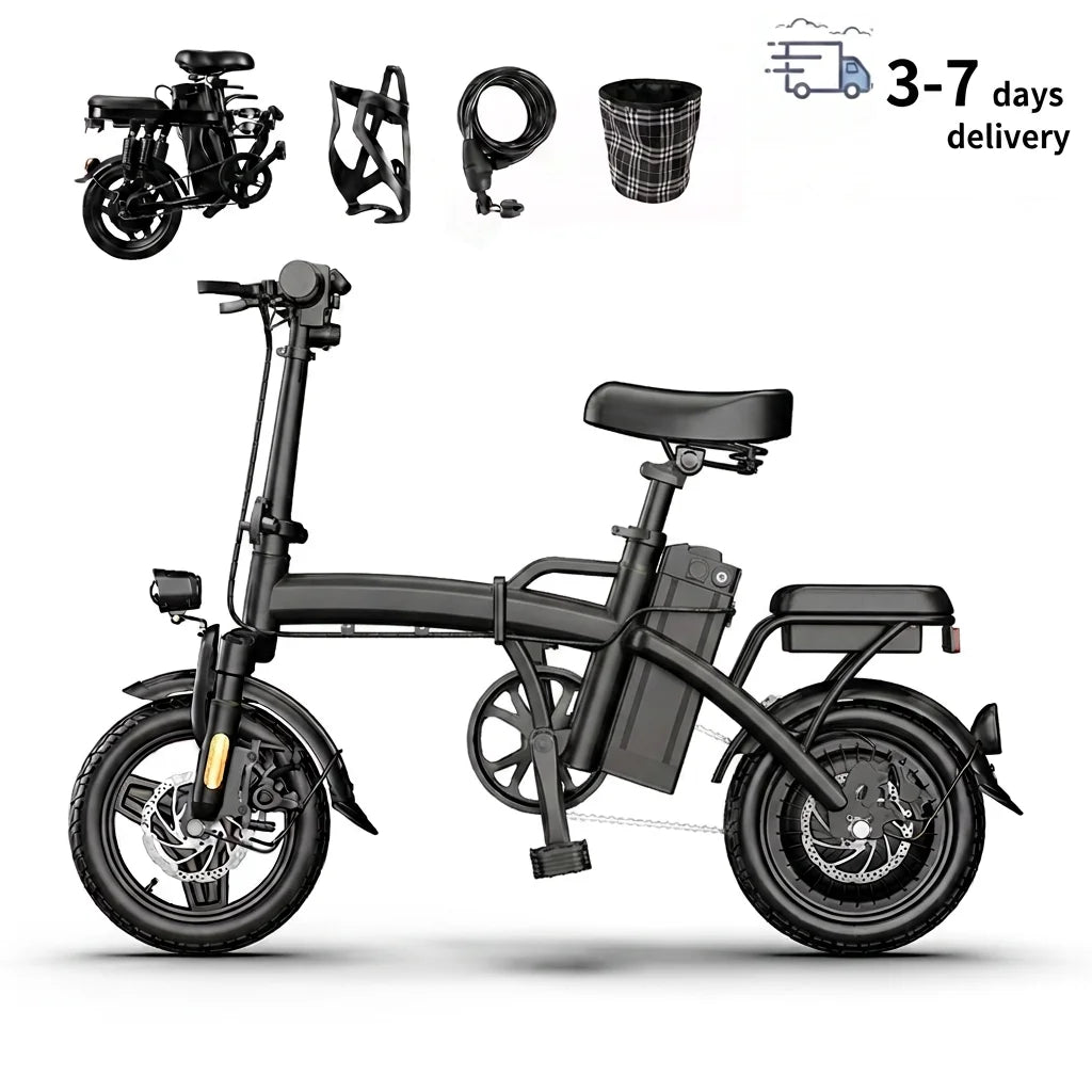 Folding Electric Bike With 48V Battery And Dual Brakes