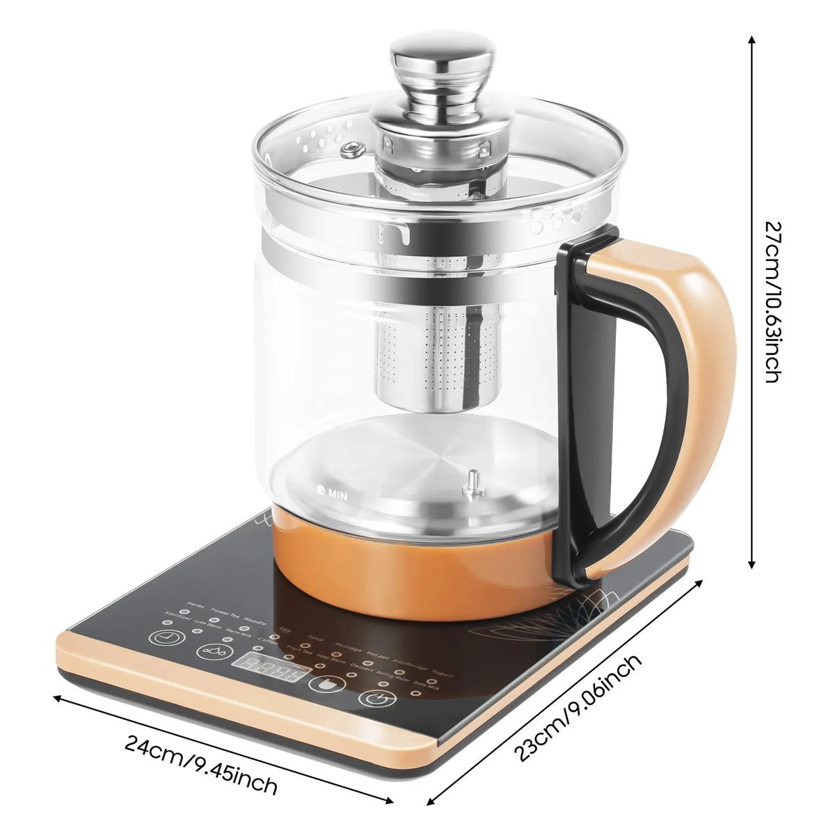 Multifunctional Electric Glass Kettle With Tea Infuser And Steamer