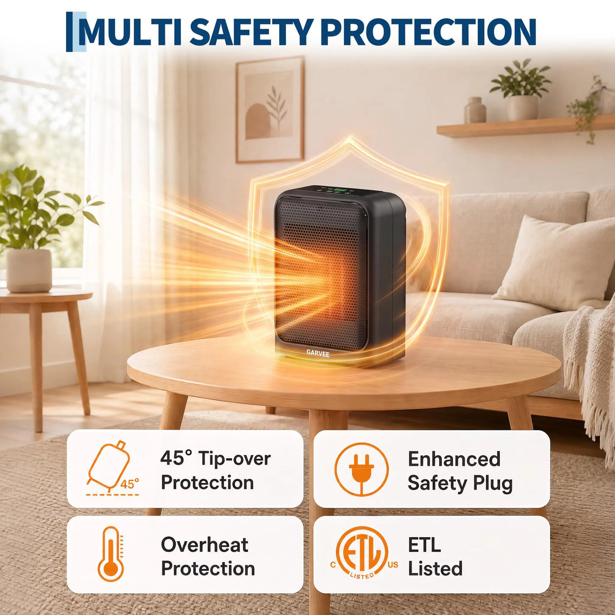 HiMISS Portable Ceramic Space Heater With Adjustable Thermostat
