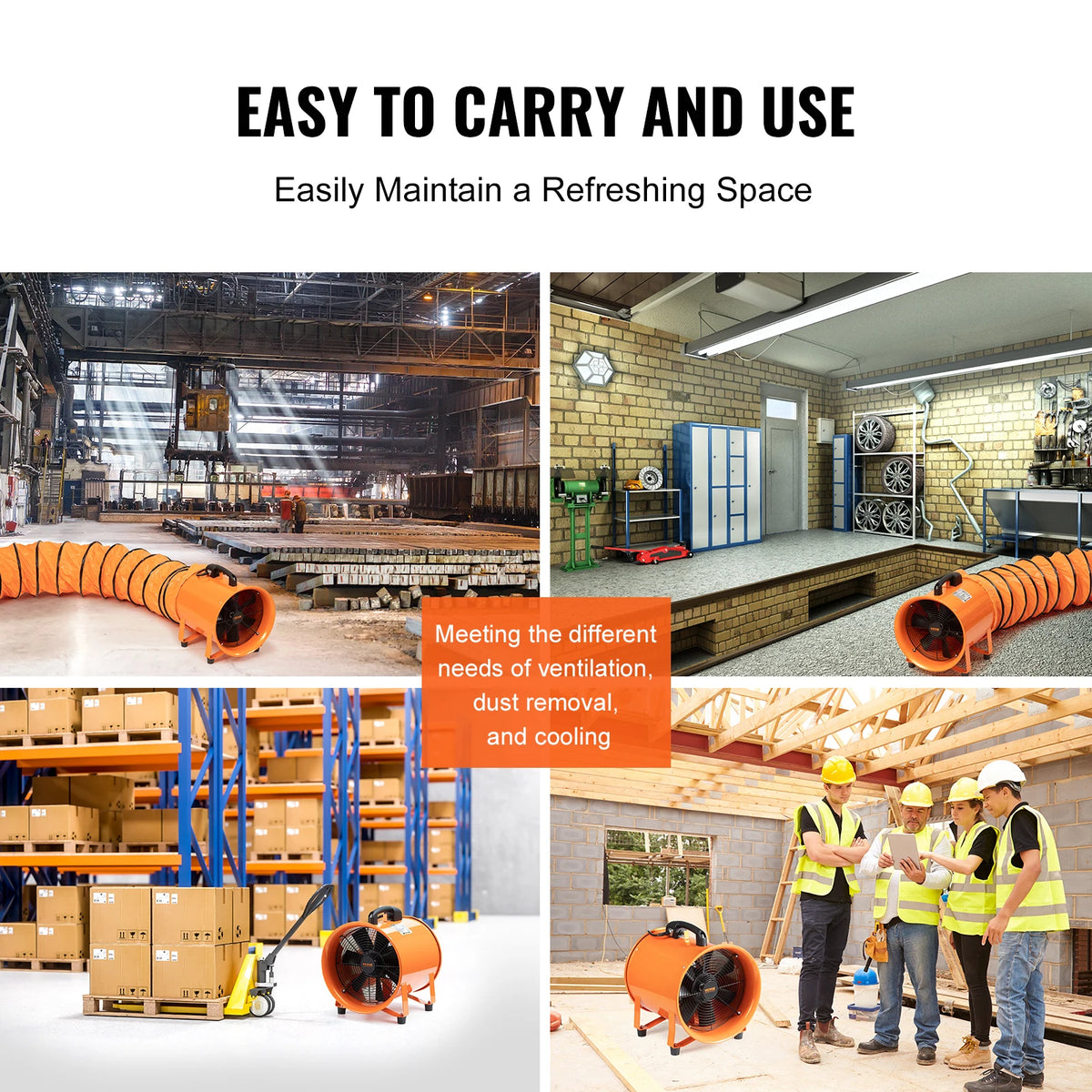SucceBuy Industrial Exhaust Fan With Ventilation Duct Hose