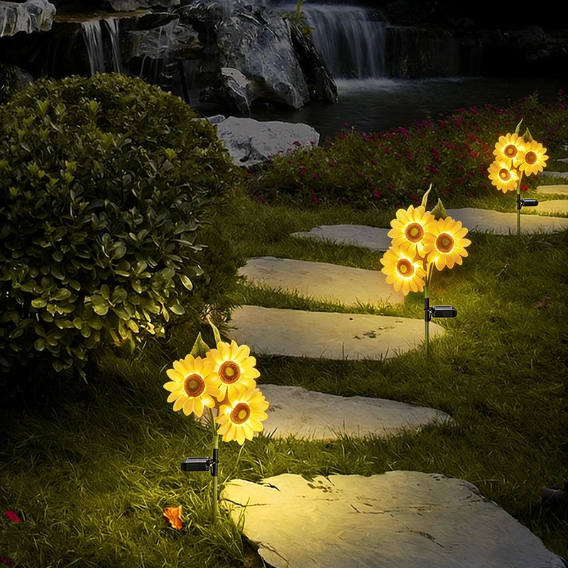 FAMCDC Solar Powered Sunflower Garden Lights Outdoor Waterproof LED