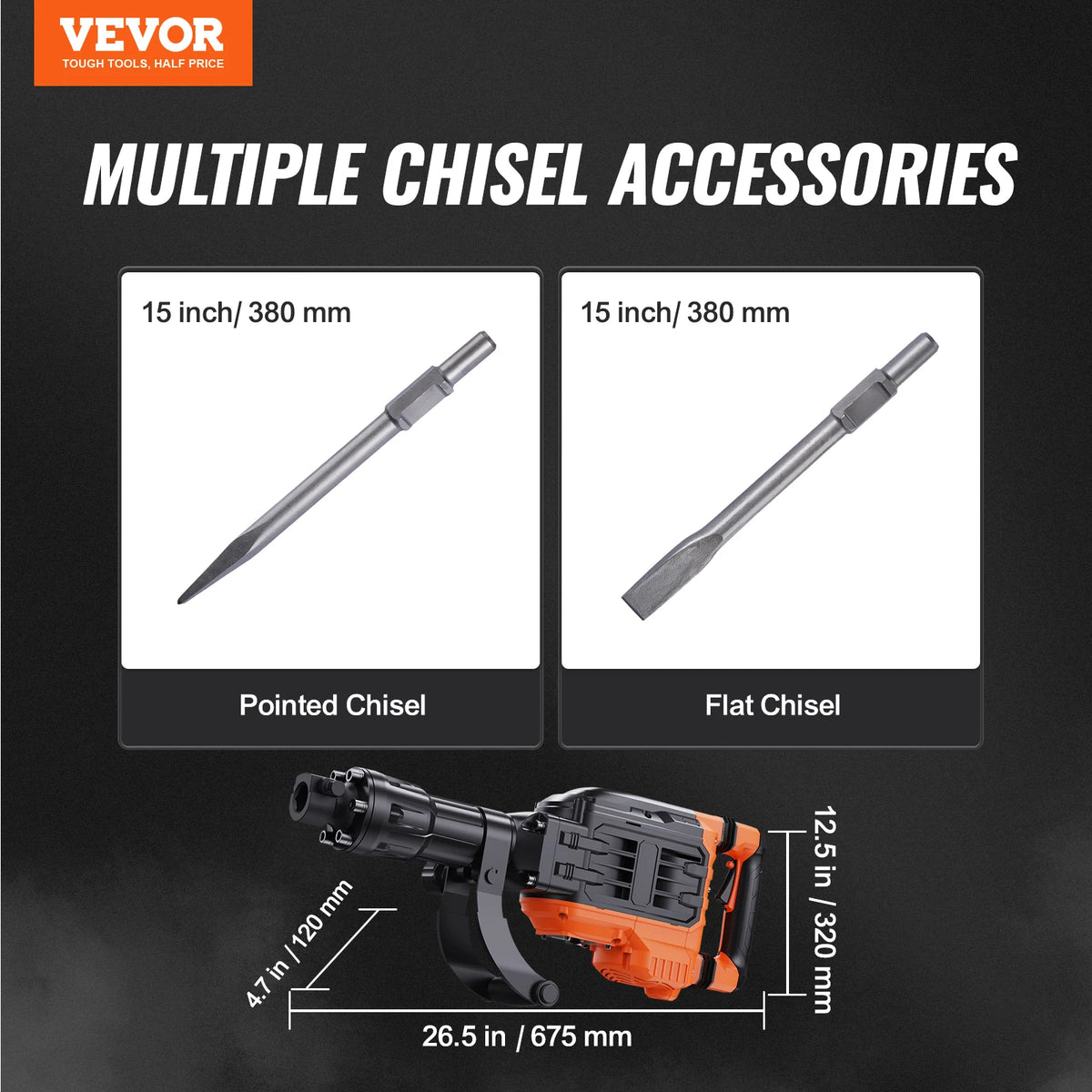 SucceBuy Heavy Duty Electric Demolition Jack Hammer With Chisels