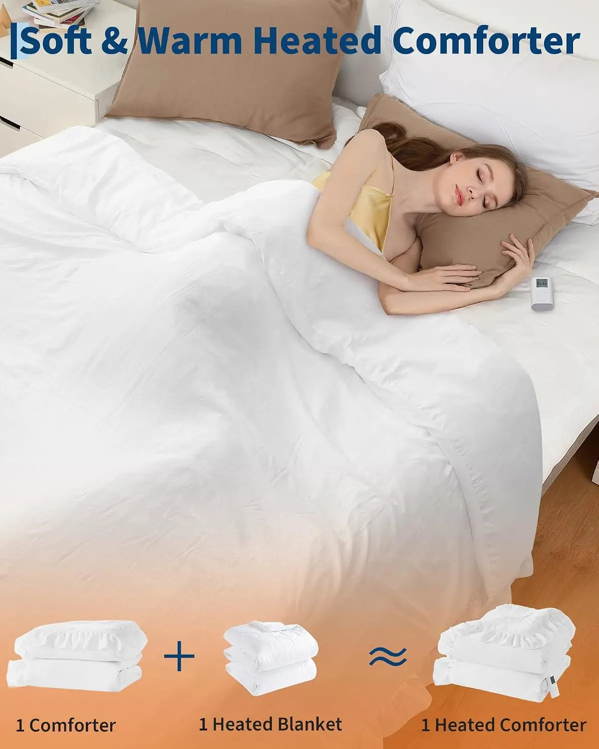 Garvee Electric Heating Blanket With Detachable Thermostat And Cover