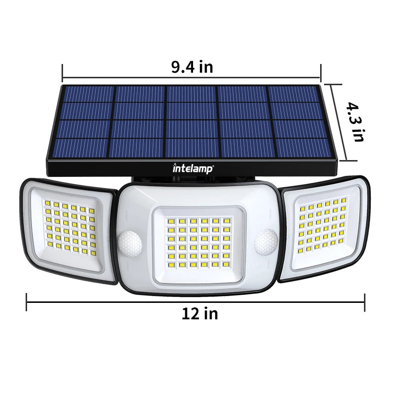 Intelamp Outdoor Solar Security Flood Light With Motion Sensors