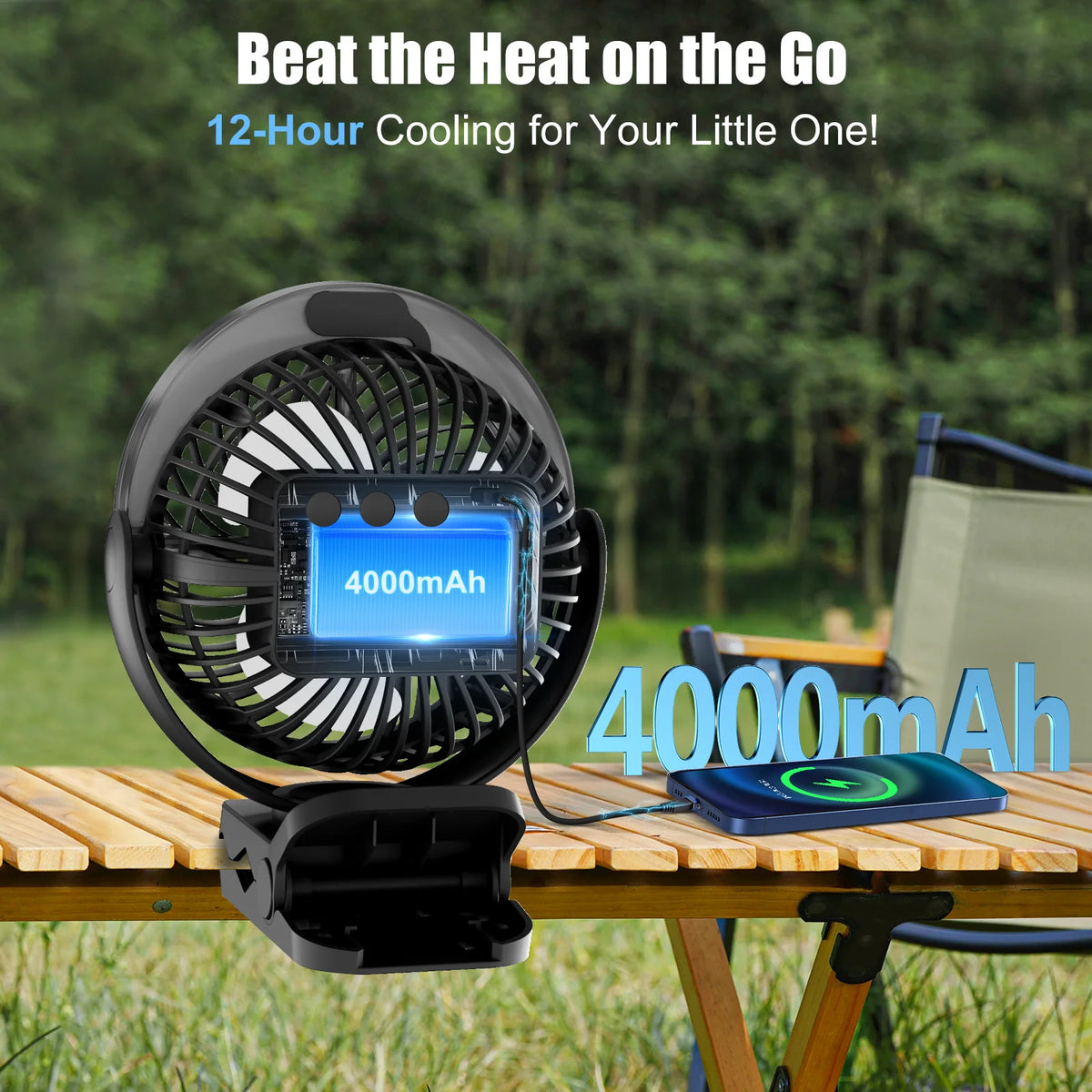 Portable Clip On Mist Cooling Fan Rechargeable Adjustable Desk Fan