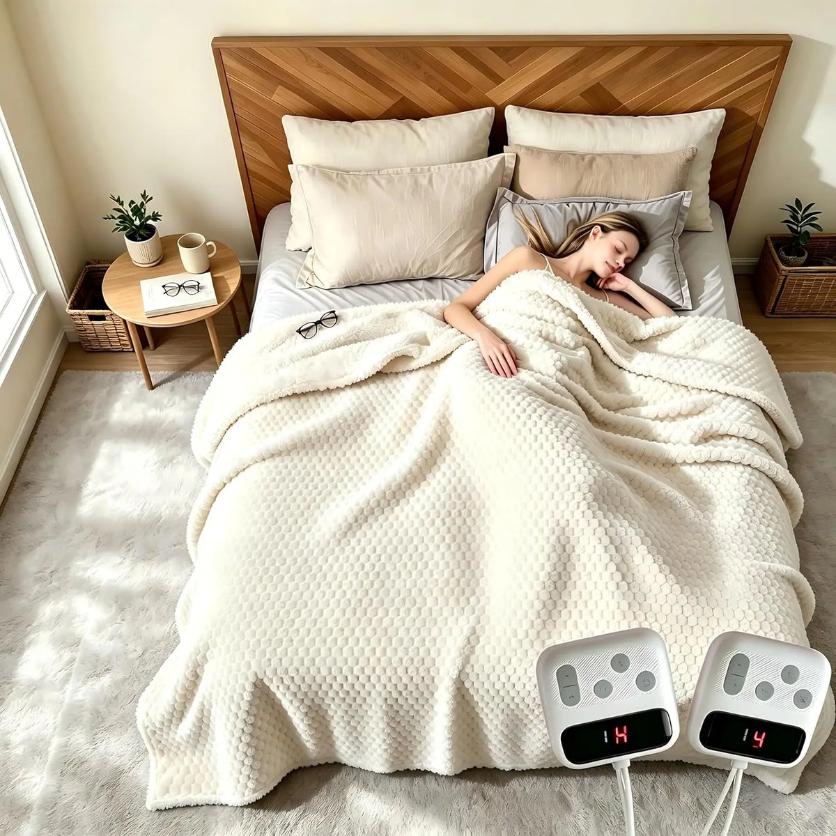 Garvee Flannel Sherpa Electric Heating Blanket With 10 Heat Settings