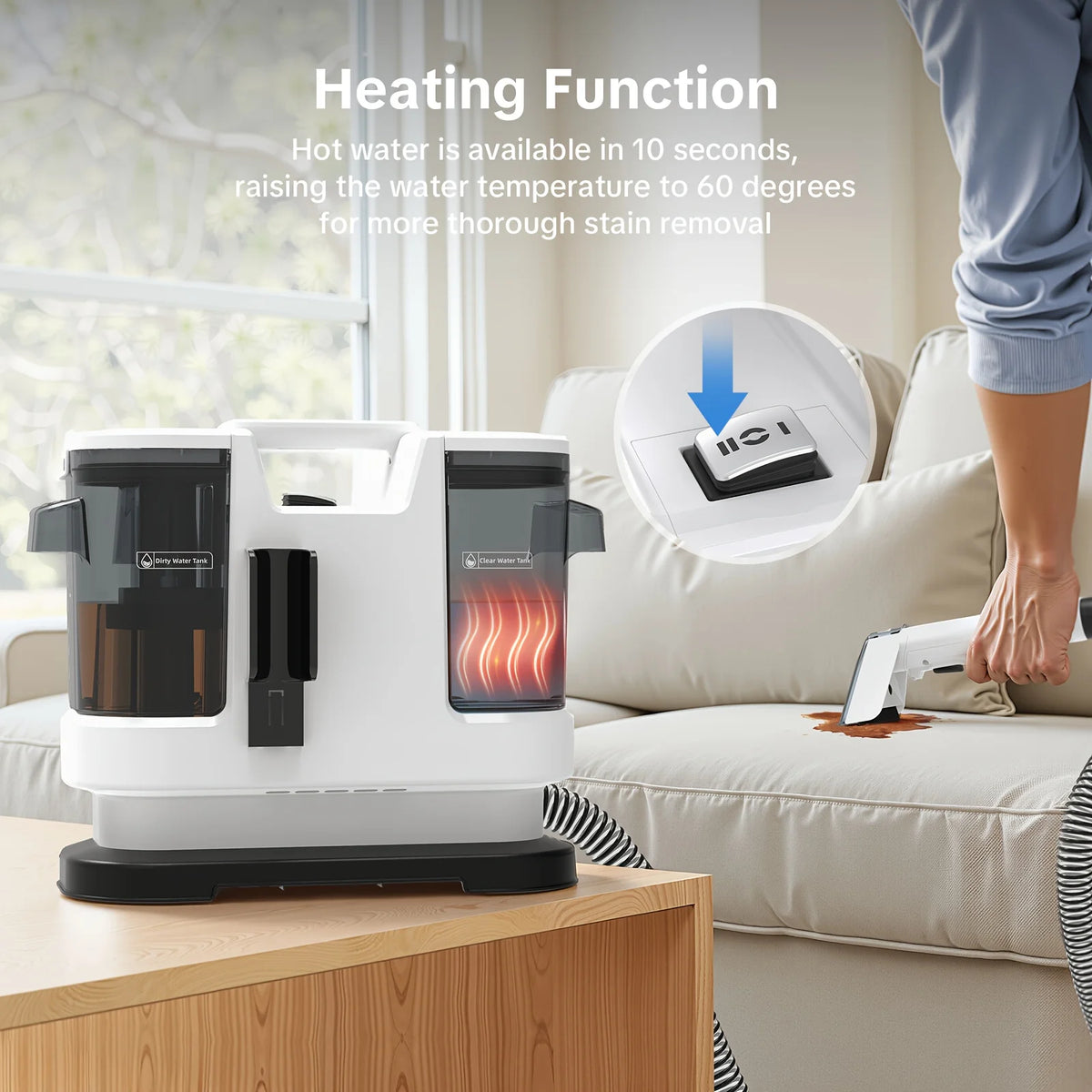 Lubluelu Instant Heated Carpet Cleaner With Powerful Suction