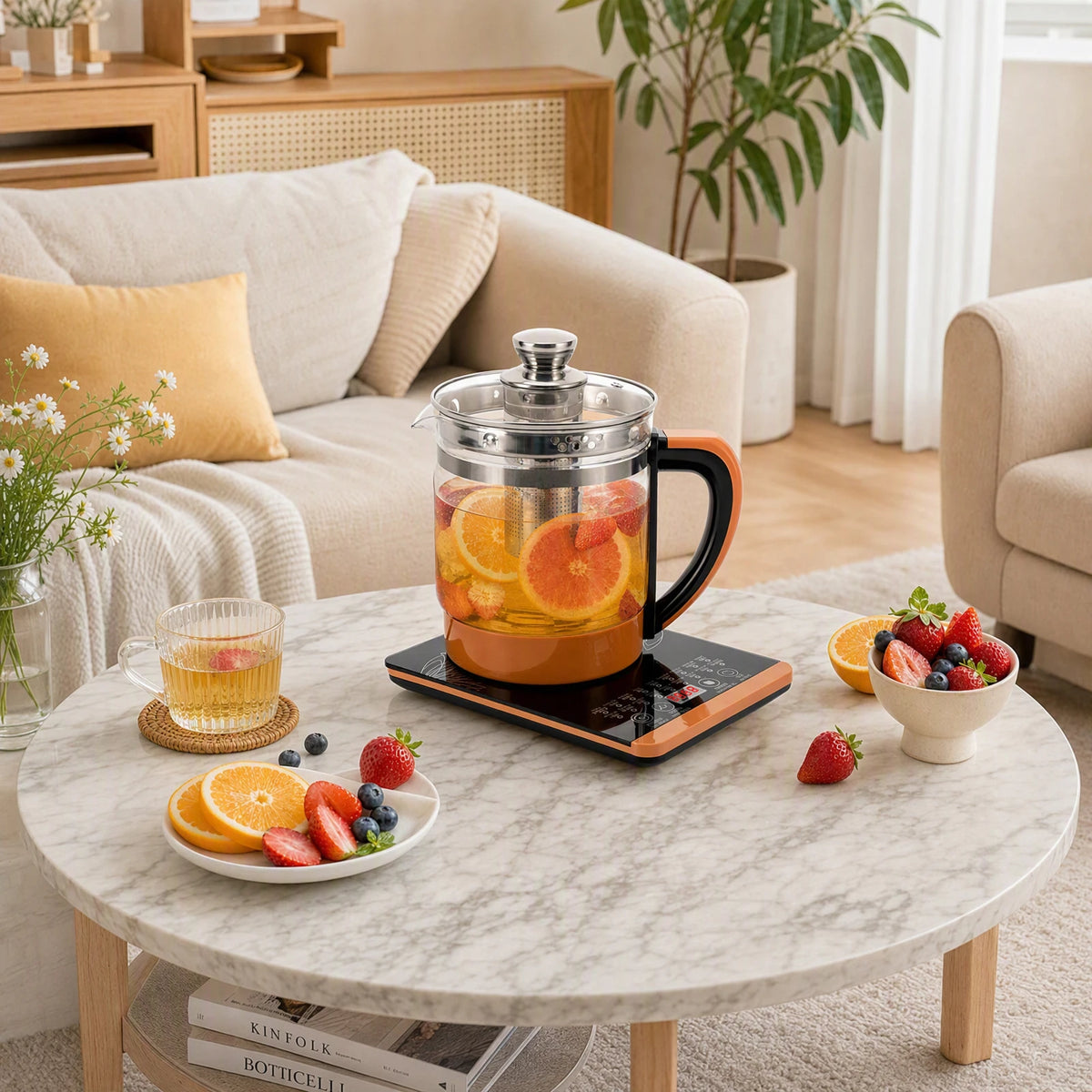 Multifunctional Electric Glass Kettle With Tea Infuser And Steamer