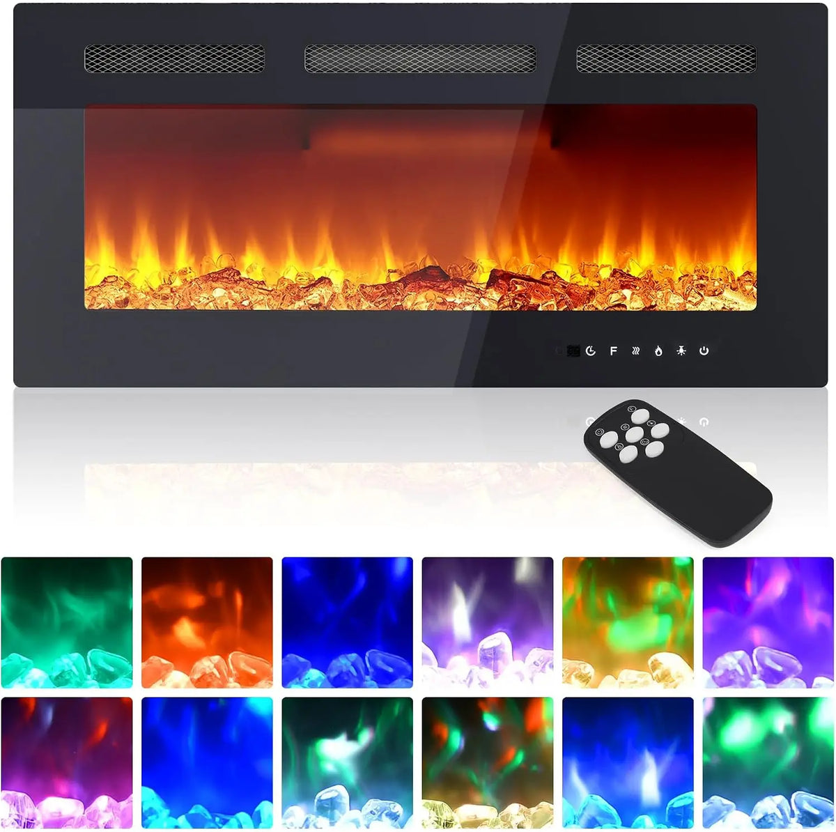 Tacleekii Wall Mounted Electric Fireplace With Remote Control