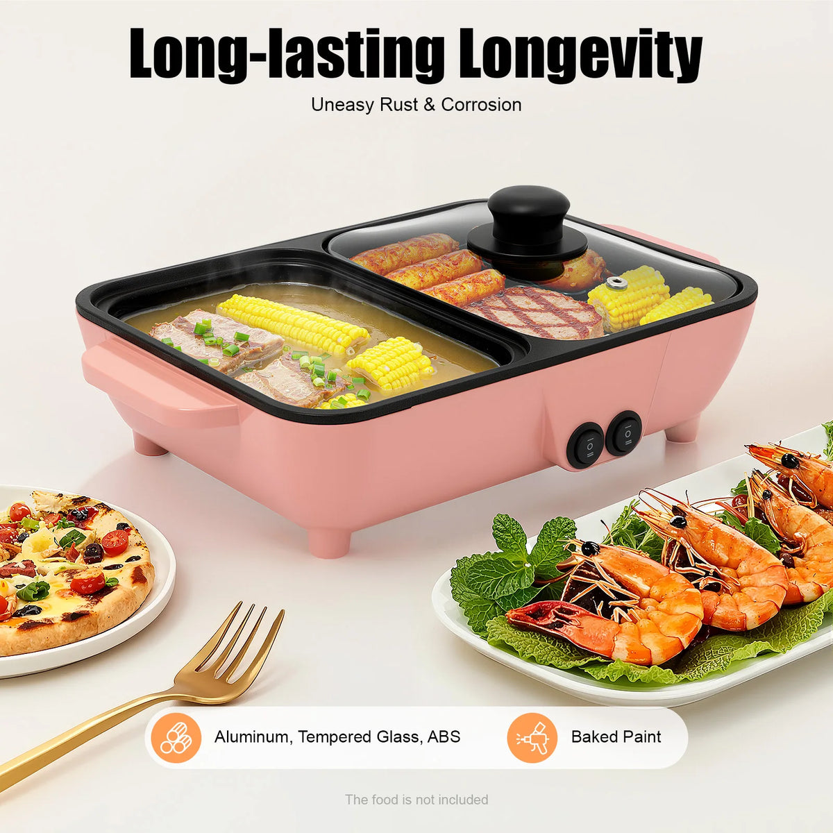 2 In 1 Electric Hot Pot And Griddle For Shabu Shabu Cooking