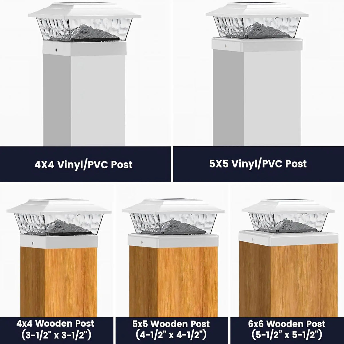 Solar Powered LED Post Cap Lights With Dual Lighting Modes