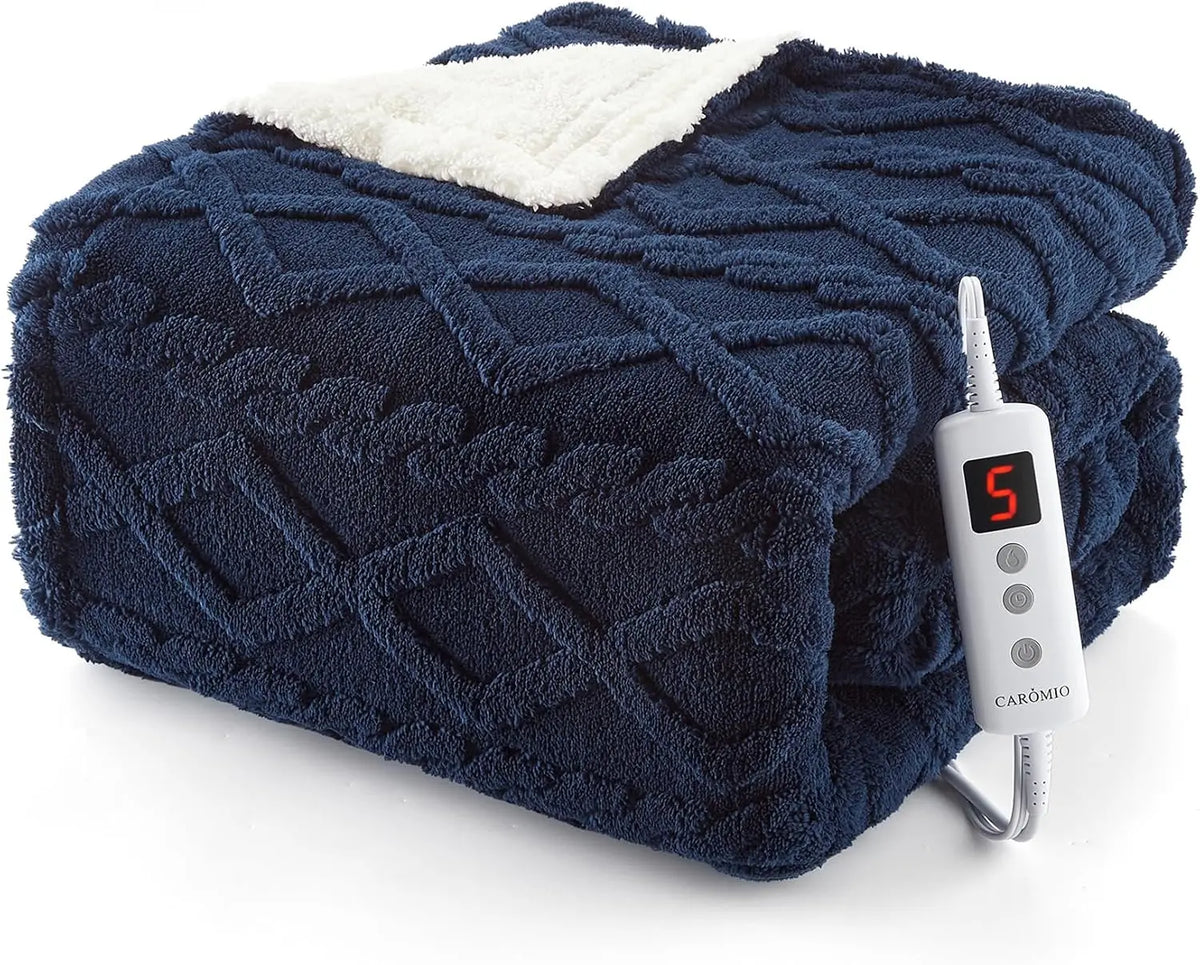 Garvee Heated Sherpa Throw Blanket With Adjustable Heat Settings