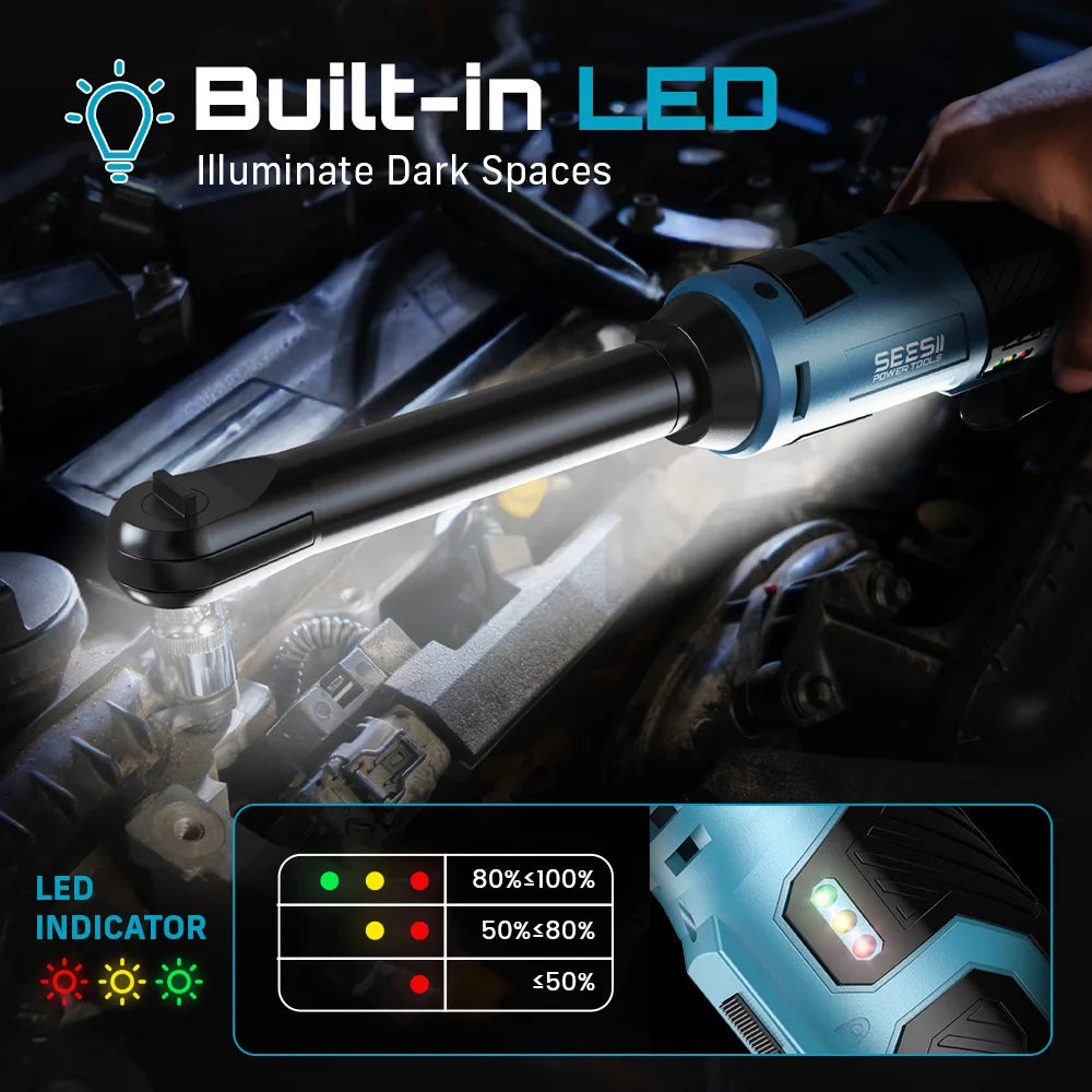 Seesii Cordless Electric Ratchet Wrench for Automotive Repair Tools