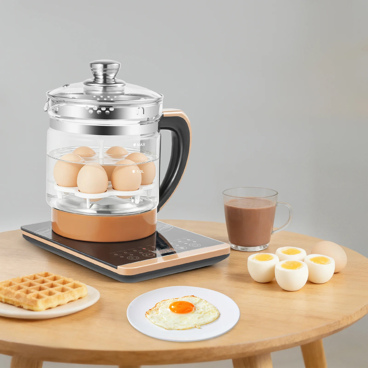 Multifunctional Electric Glass Kettle With Tea Infuser And Steamer