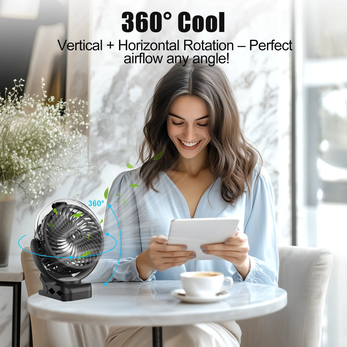 Portable Clip On Mist Cooling Fan Rechargeable Adjustable Desk Fan