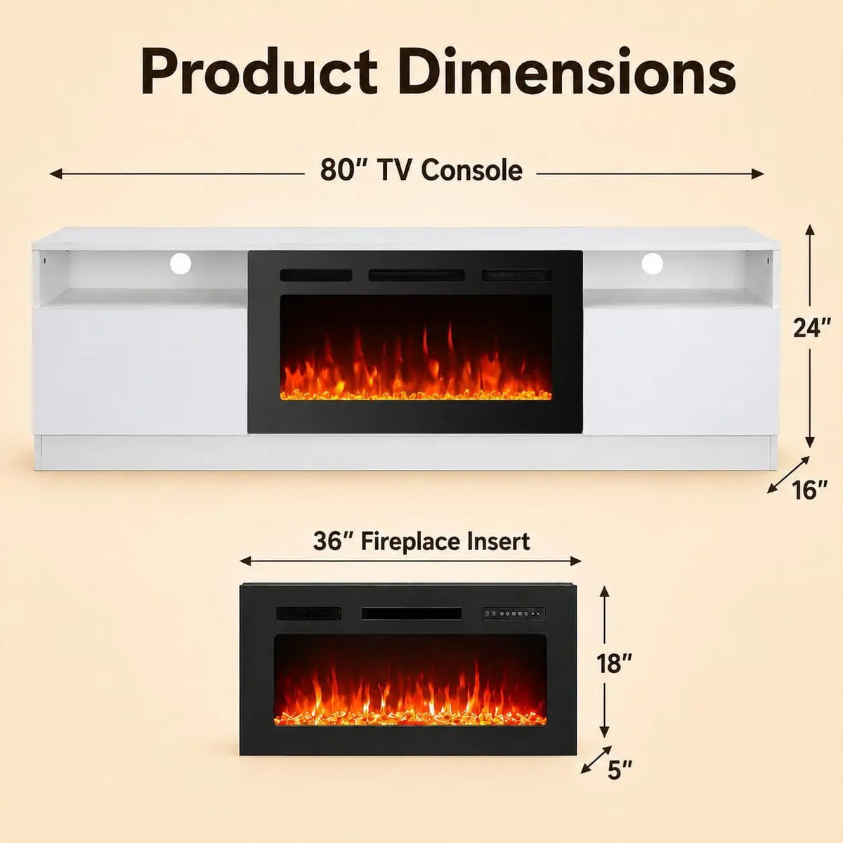 Tacleekii Electric Fireplace Media Console Television Stand