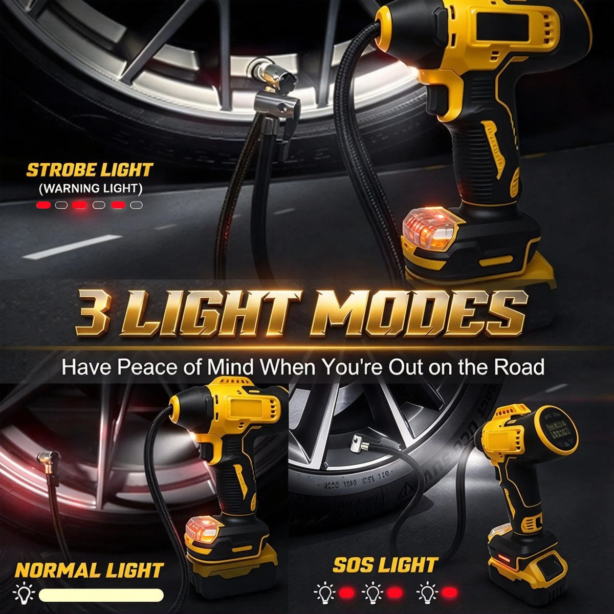Portable Tire Inflator Air Compressor With Digital Display DeWalt Compatible