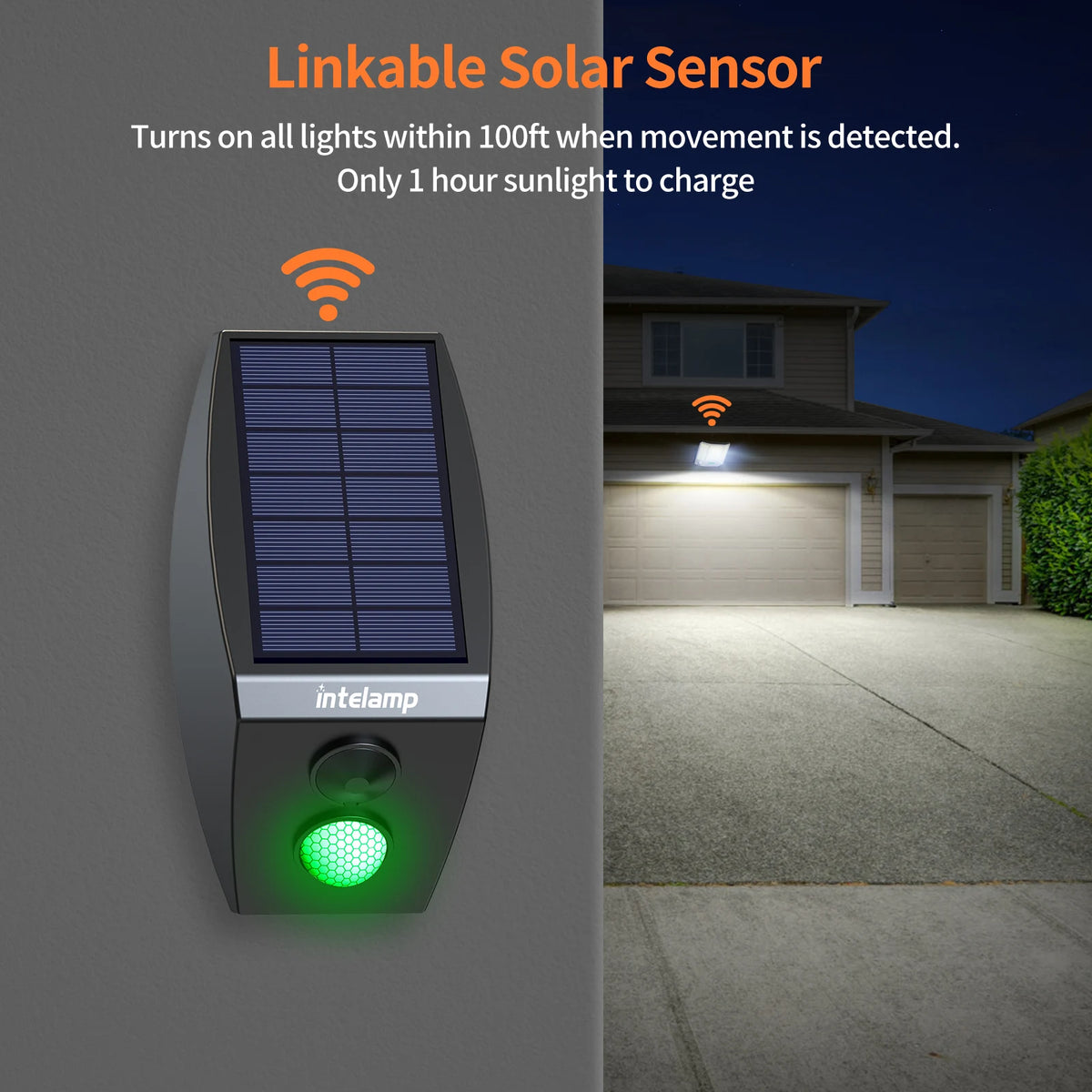 Intelamp Solar Street Flood Light With Dual Sensors for Gardens
