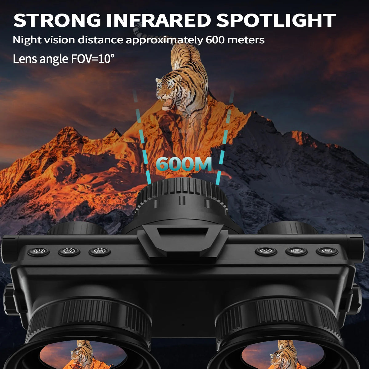 Infrared Night Vision Binoculars With Tactical Light and Head Mount Support