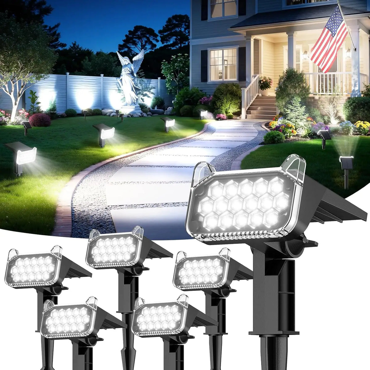 KPSTEK Solar Outdoor Spotlights Waterproof LED Landscape Lights