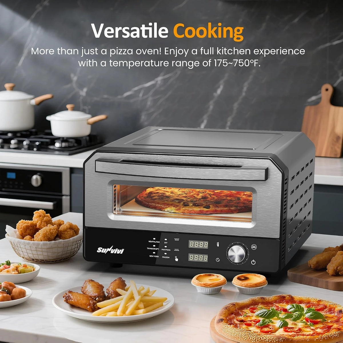 Portable Electric Pizza Oven With Preset Cooking And Baking Stone