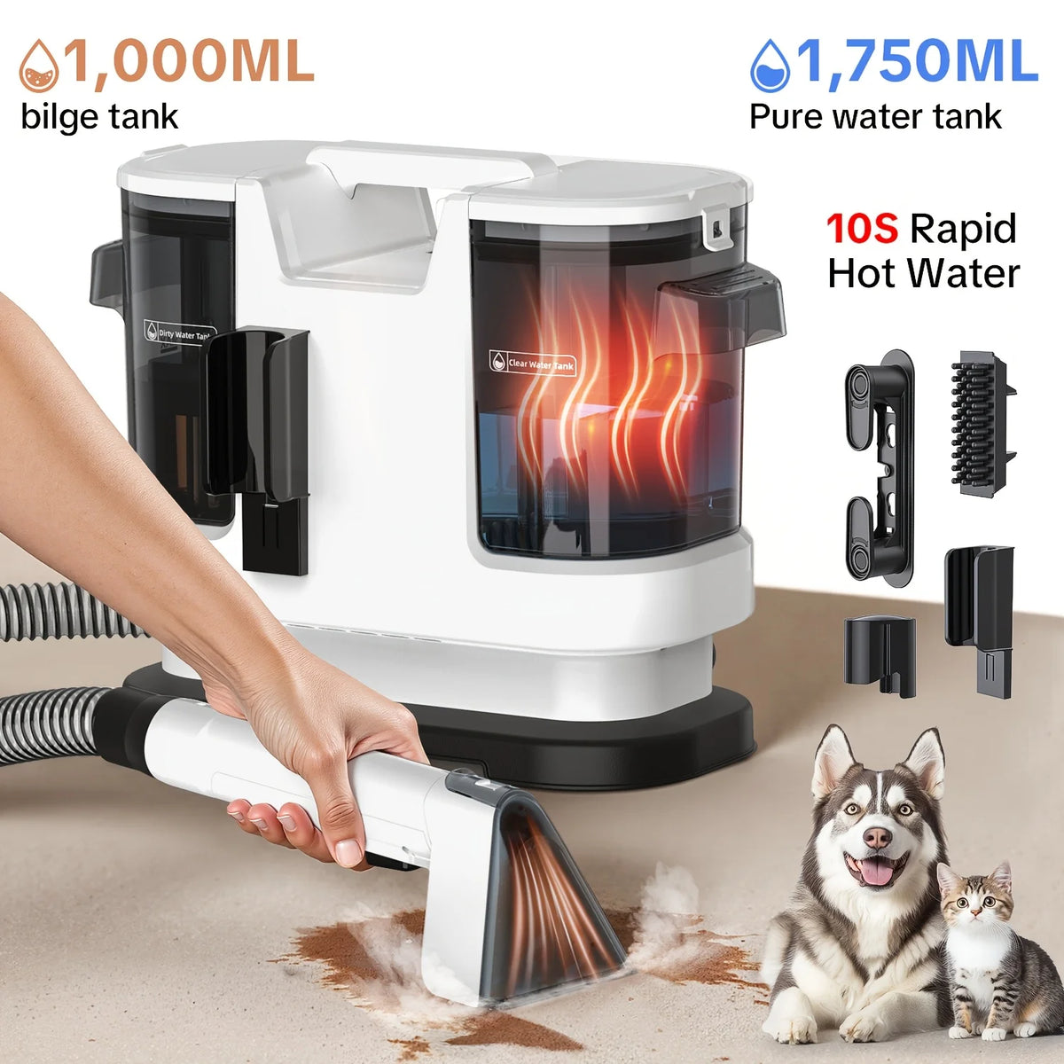 Lubluelu Instant Heated Carpet Cleaner With Powerful Suction