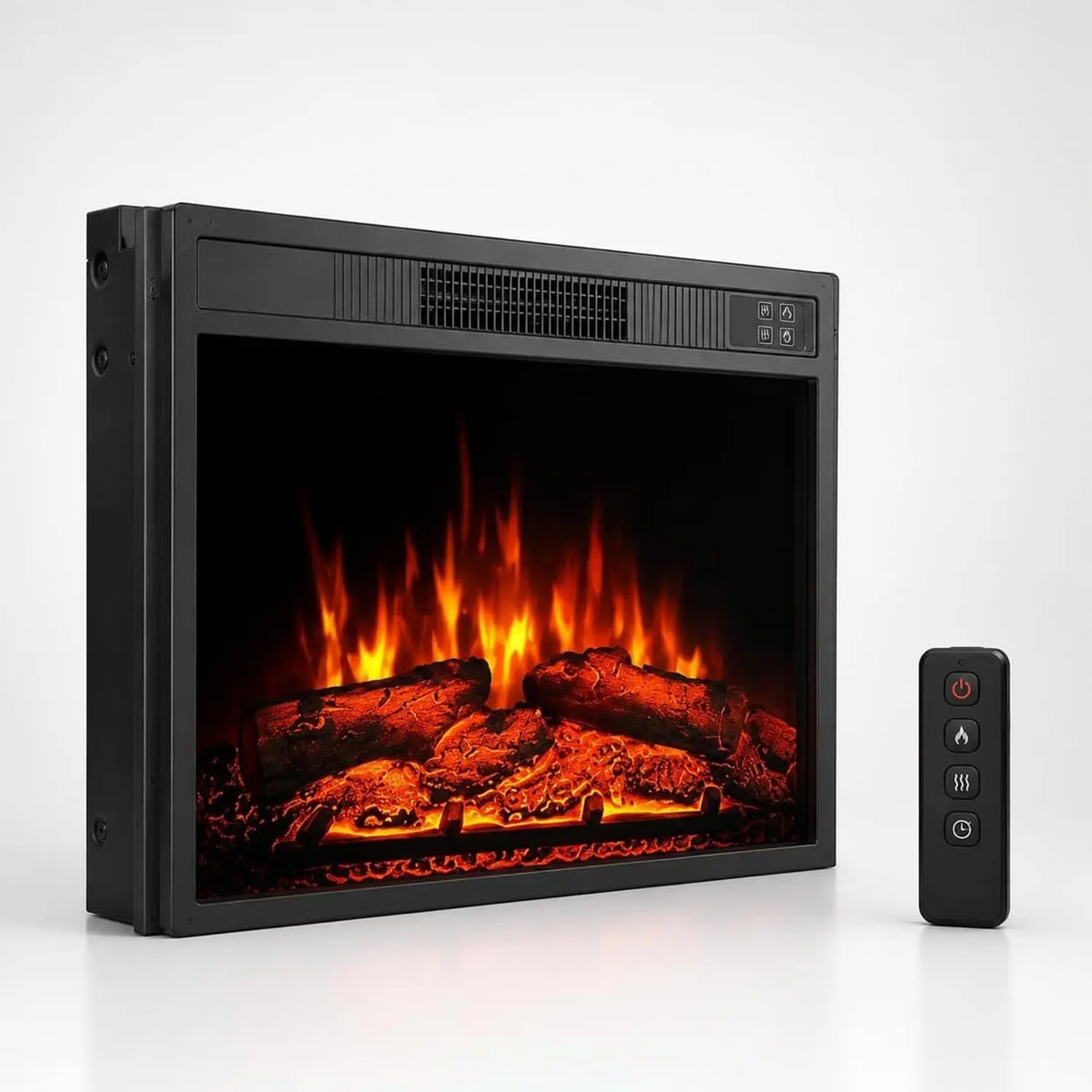 Recessed Electric Fireplace Insert With Remote And Adjustable Flame Settings