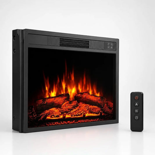 Recessed Electric Fireplace Insert With Remote And Adjustable Flame Settings