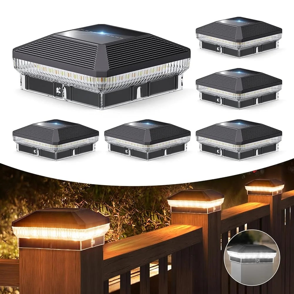 Outdoor Solar Post Lights With LED Illumination And 3 Modes