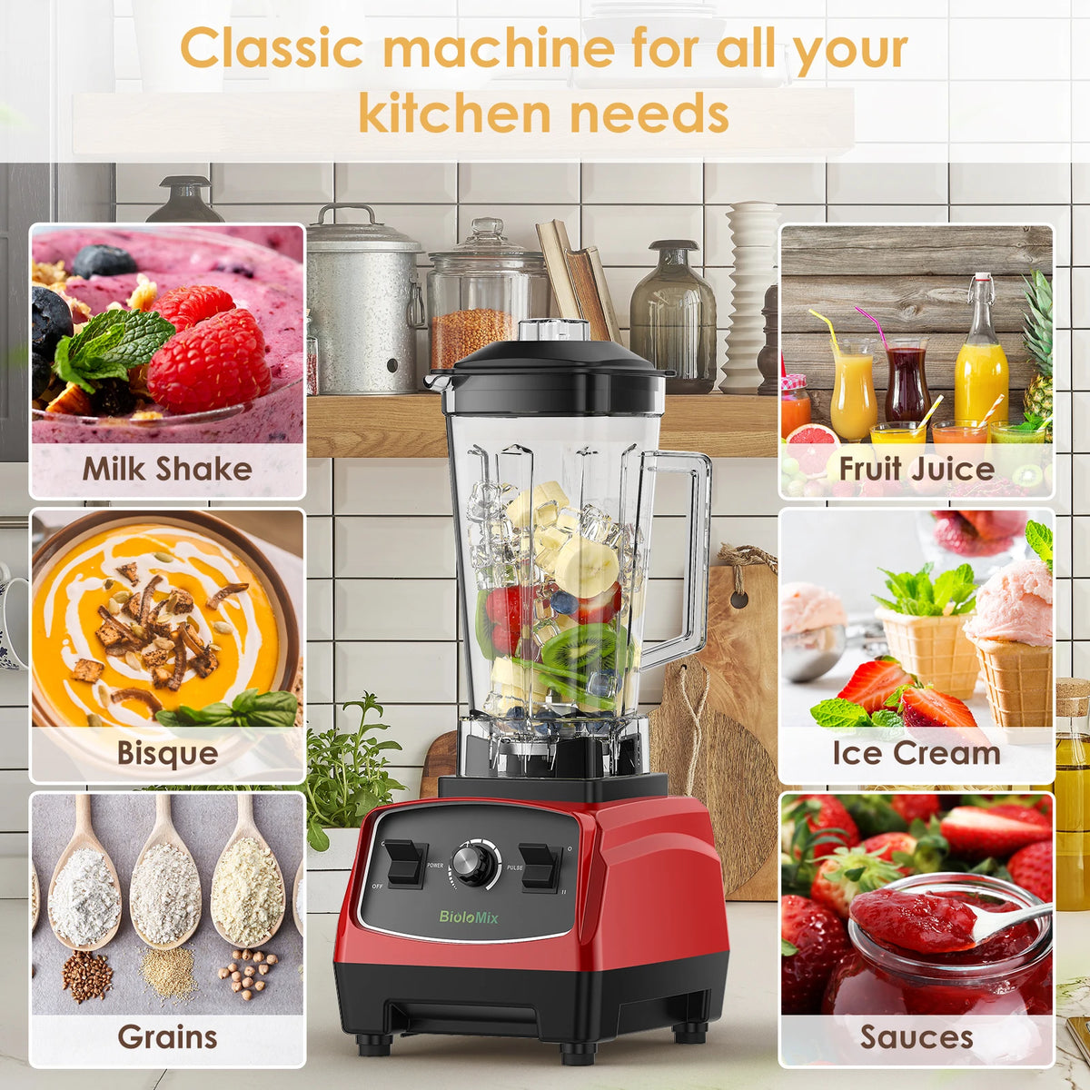 Biolomix Heavy Duty Commercial Blender for Smoothies and Food Prep