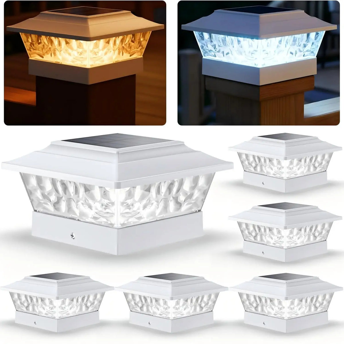 Solar Powered LED Post Cap Lights With Dual Lighting Modes