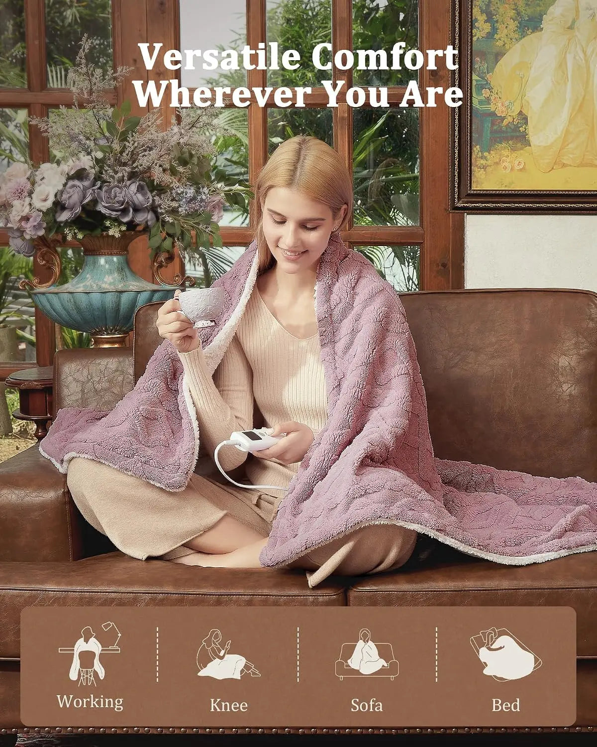 Garvee Premium Heated Electric Sherpa Throw Blanket