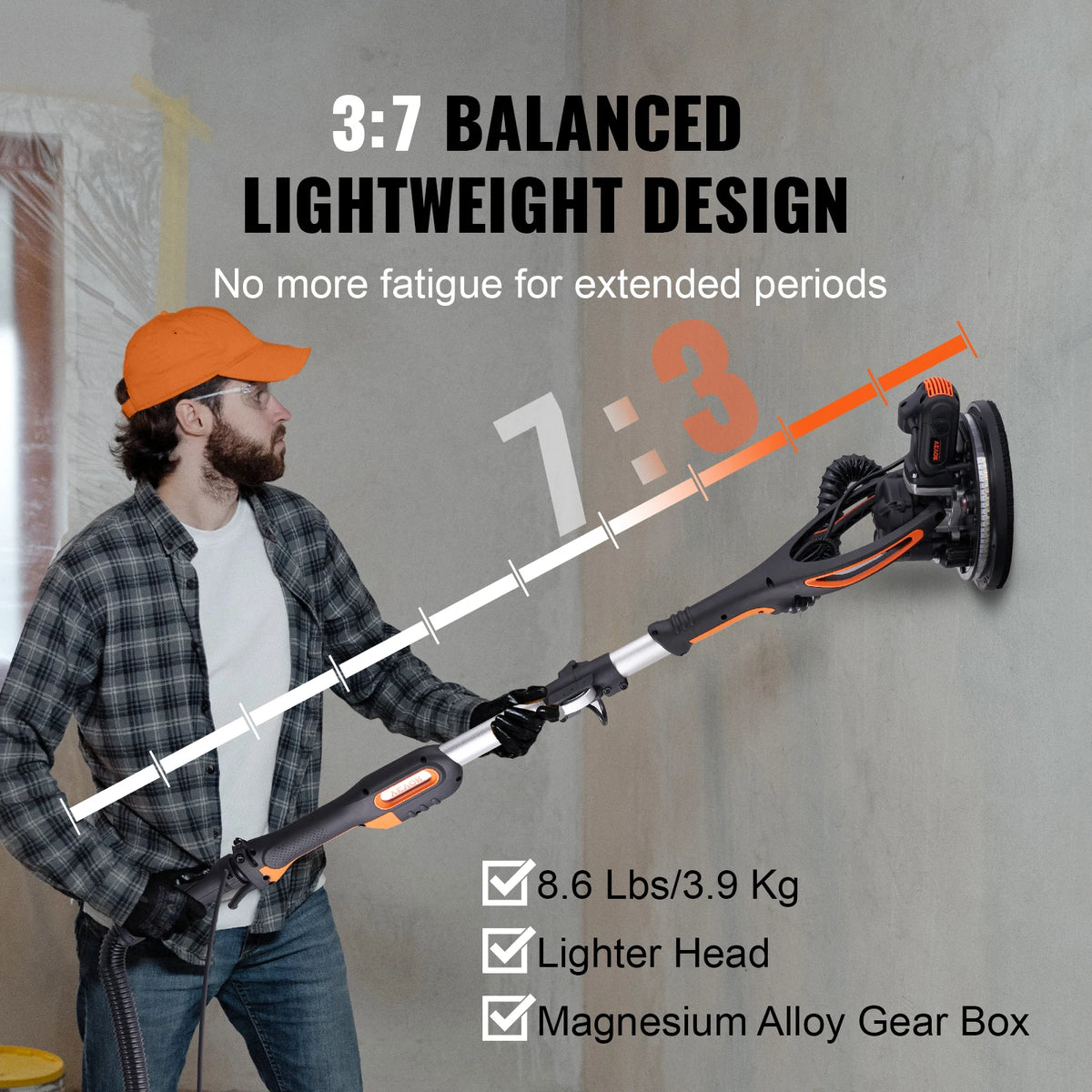 SucceBuy Electric Drywall Sander With Variable Speed And Self Suction Handle