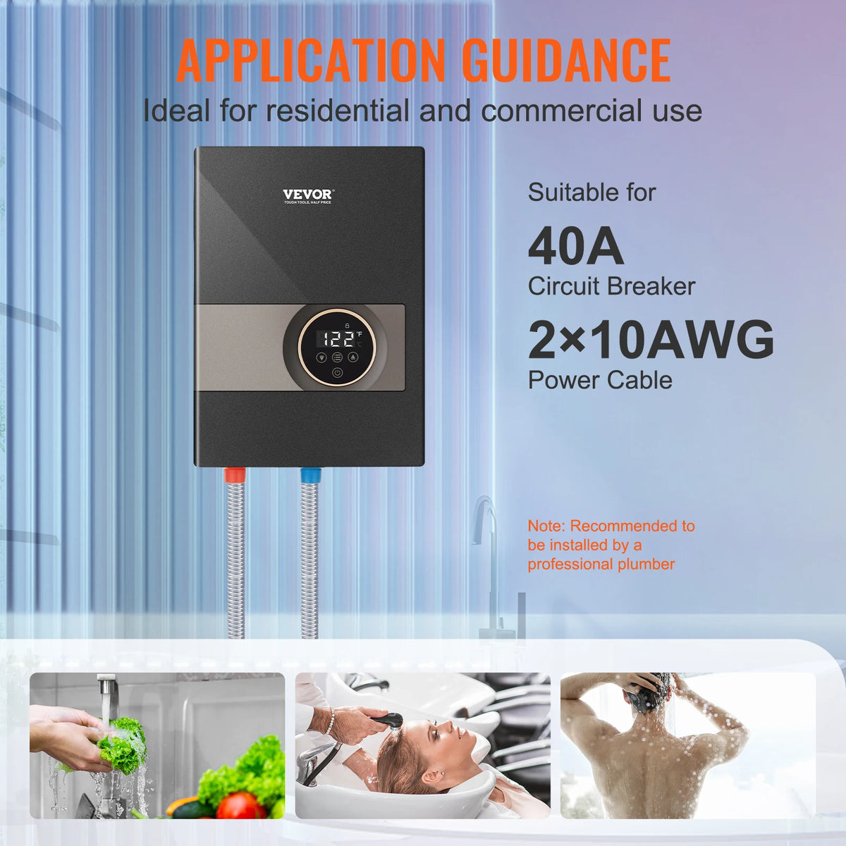 SucceBuy Instant Electric Water Heater With Digital Temperature Display