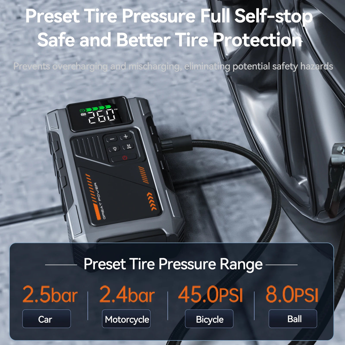 Geeneu Portable Car Jump Starter With Integrated Air Compressor