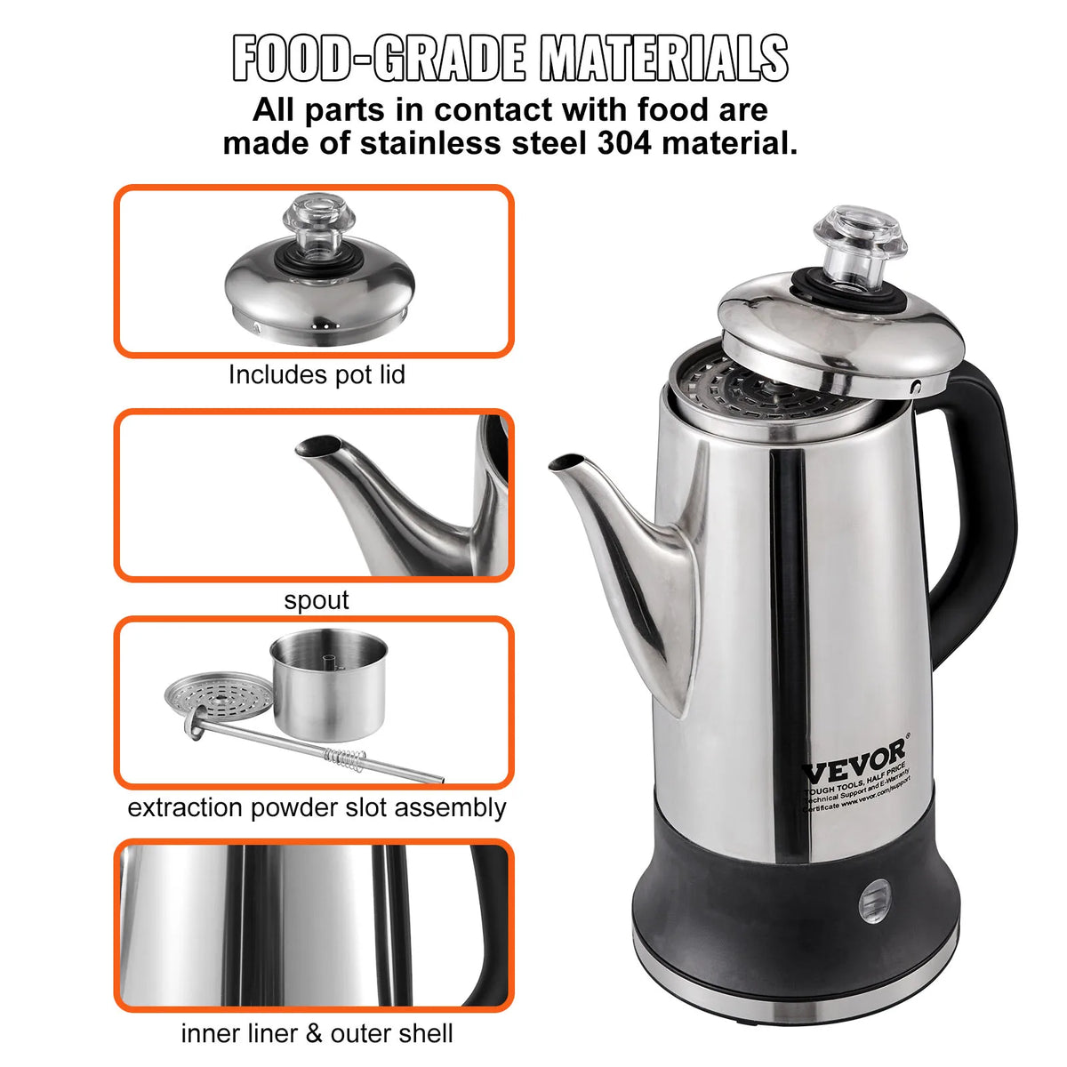 SucceBuy Electric Percolator Coffee Maker With Automatic Keep Warm Function