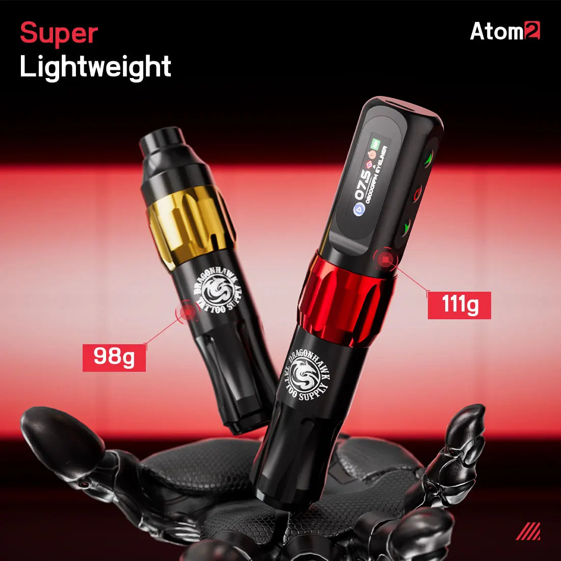 Dragonhawk Atom2 Wireless PMU Tattoo Pen With Five Preset Modes