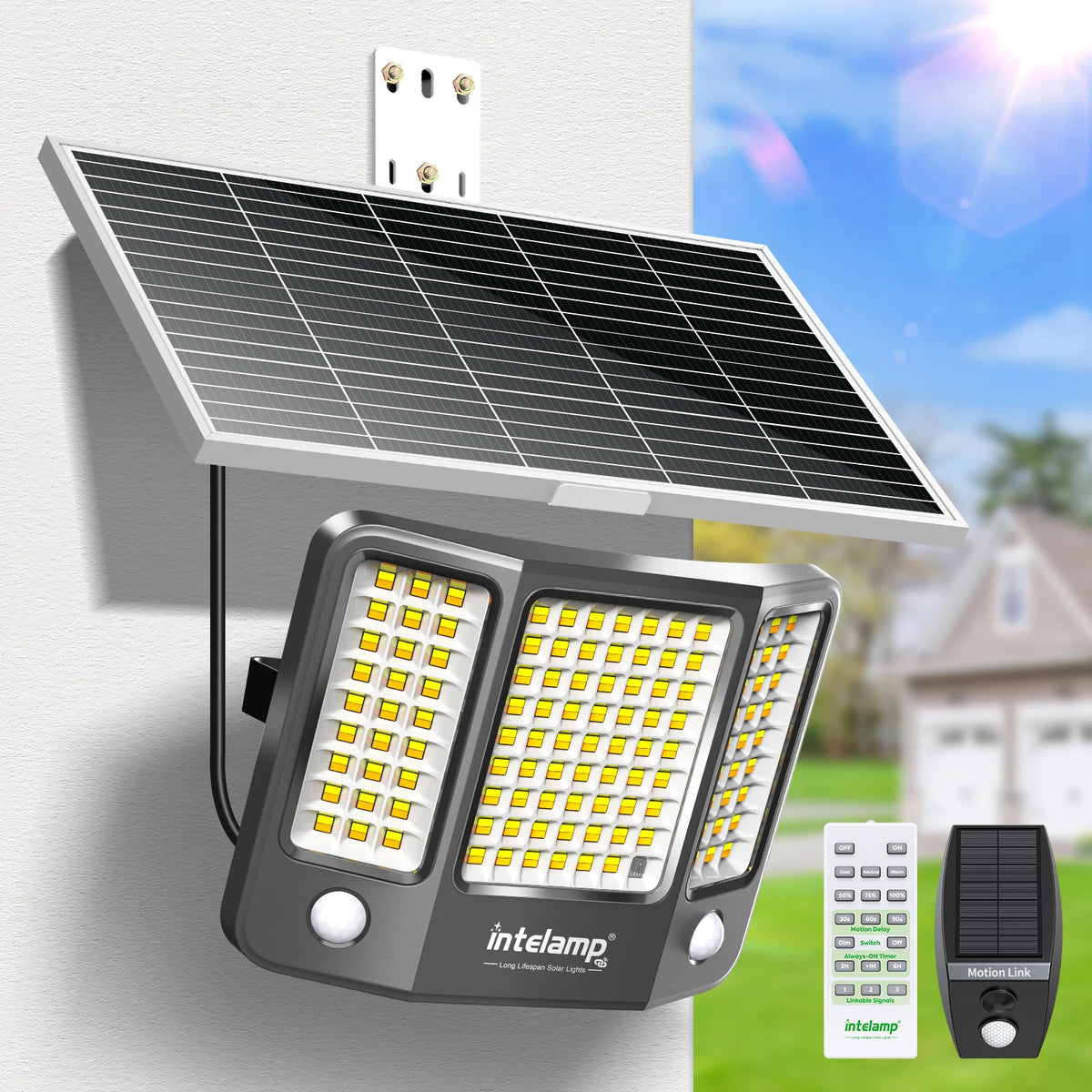 Intelamp Outdoor Solar LED Flood Light For Garden And Yard