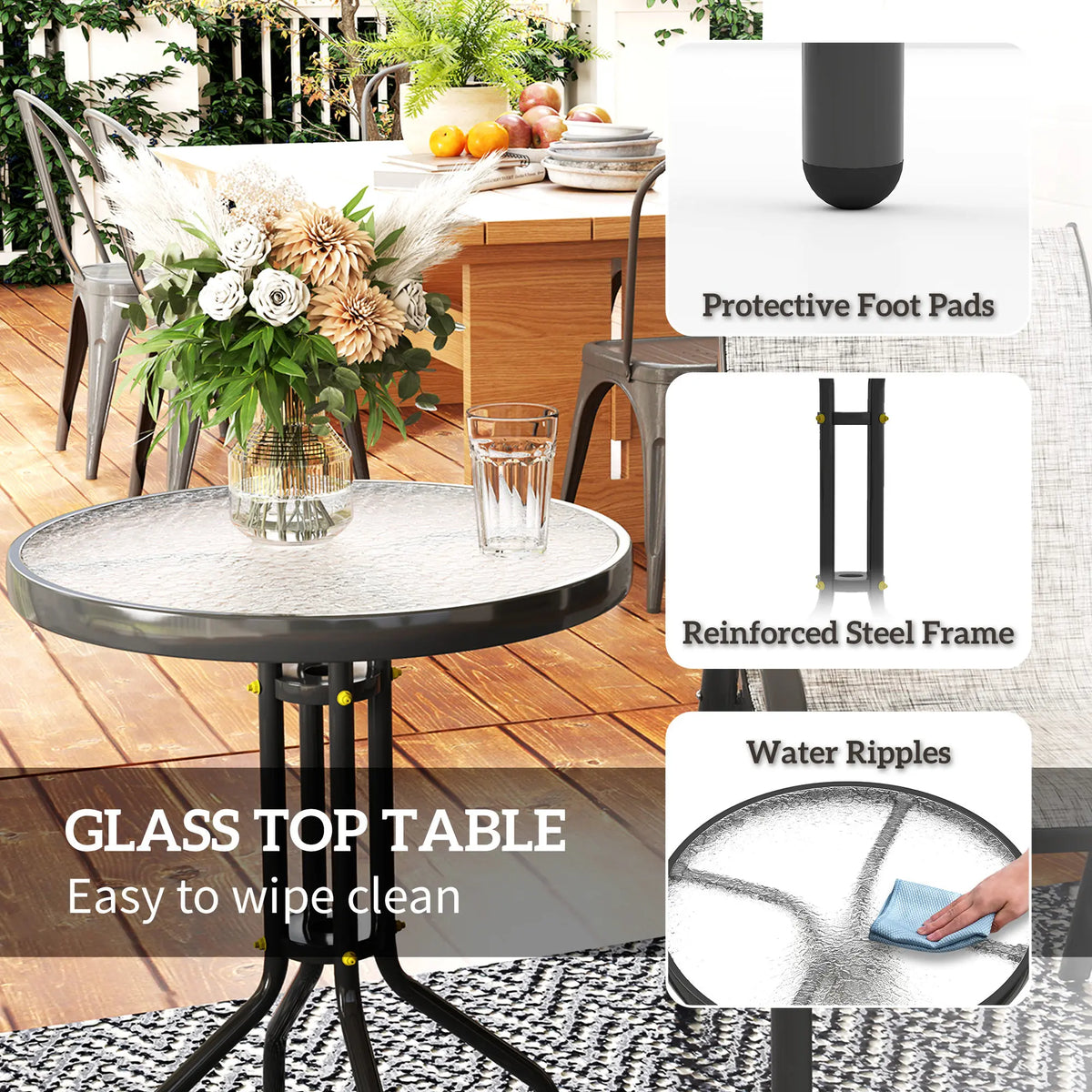 Outsunny Outdoor Patio Bistro Set With Stackable Chairs