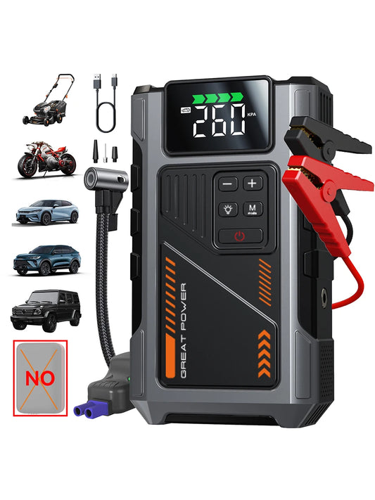 Geeneu Portable Car Jump Starter With Integrated Air Compressor