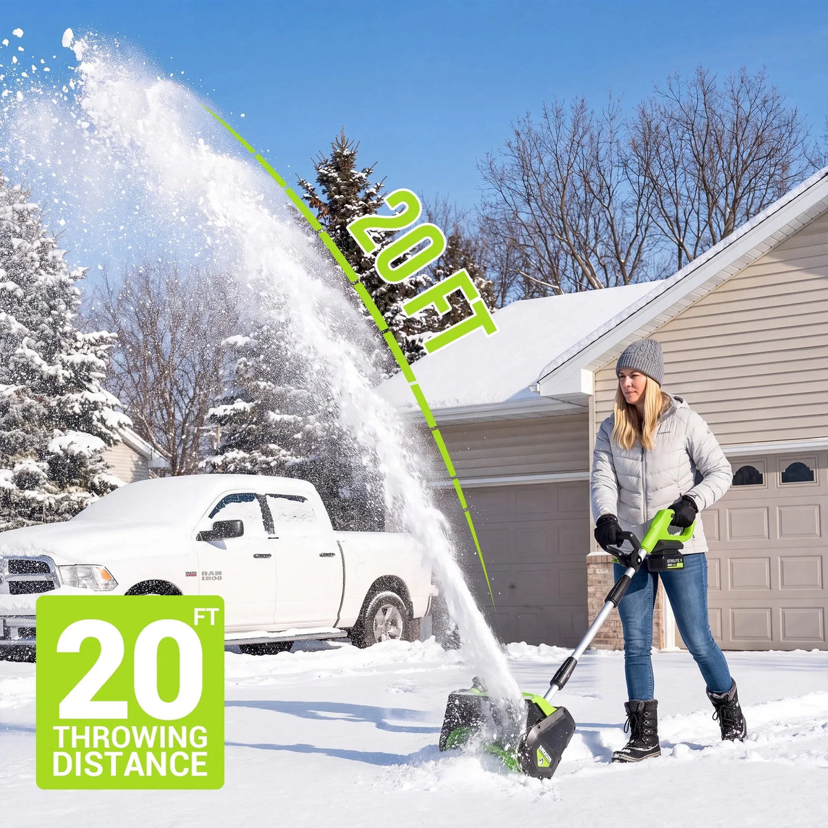Deli 21V Cordless Snow Blower With Adjustable Directional Plate