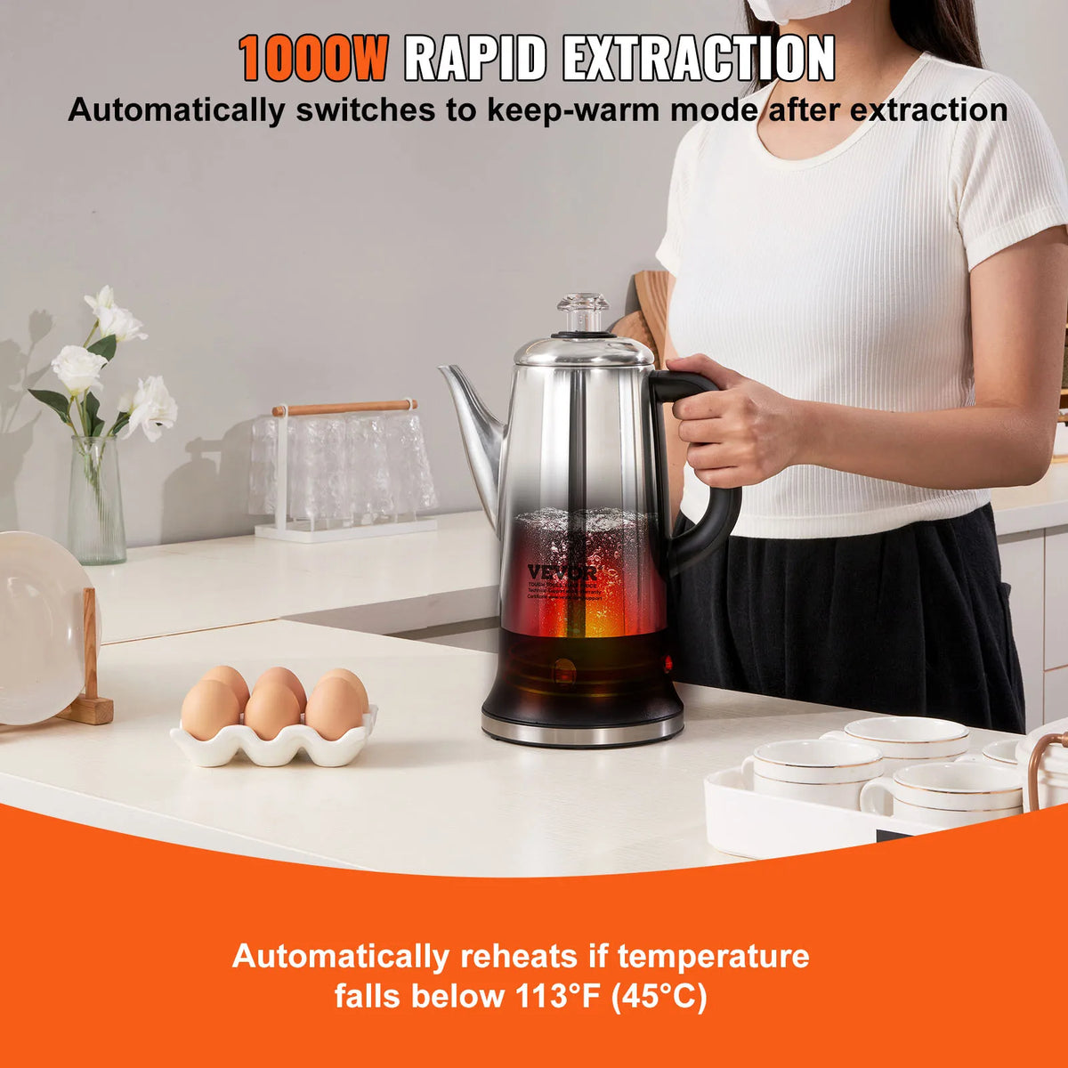 SucceBuy Electric Percolator Coffee Maker With Automatic Keep Warm Function