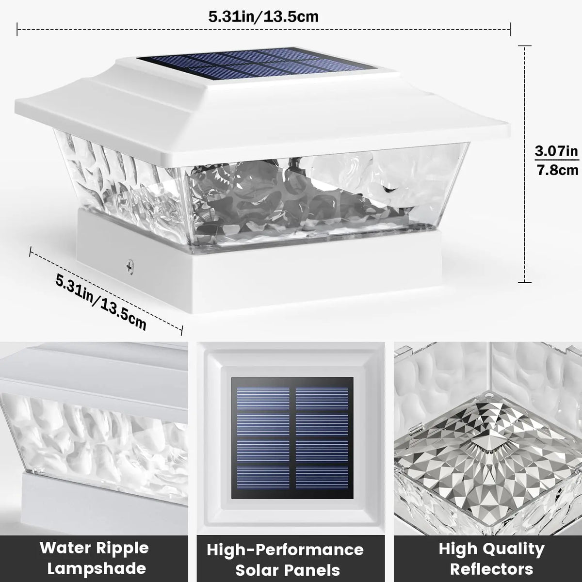 Solar Powered LED Post Cap Lights With Dual Lighting Modes
