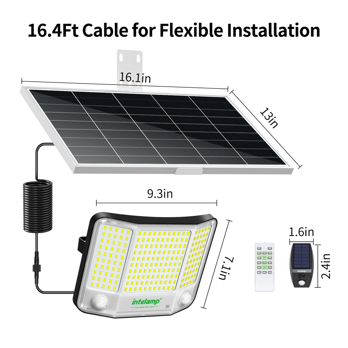 Intelamp Solar Street Flood Light With Dual Sensors for Gardens