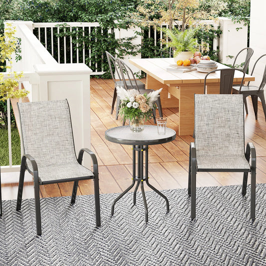 Outsunny Outdoor Patio Bistro Set With Stackable Chairs