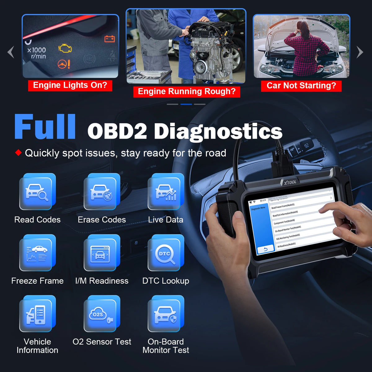 XTOOL D5S OBD2 Scanner Five System Diagnostics and Reset