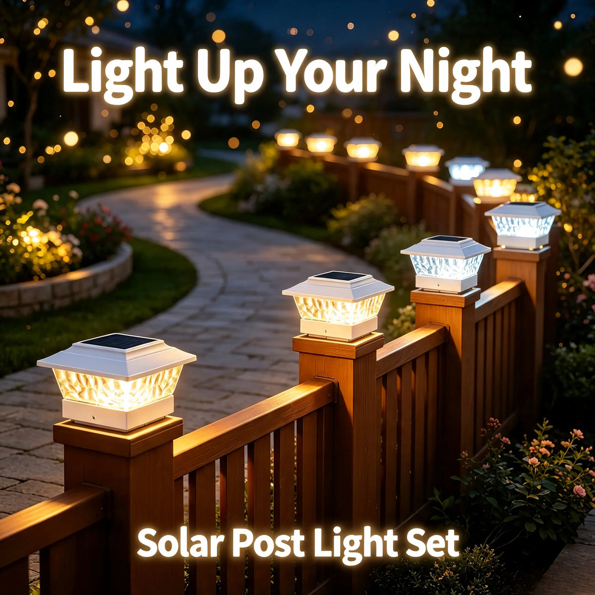 Solar Powered LED Post Cap Lights With Dual Lighting Modes